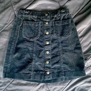 Brandy Melville Black corduroy button up skirt with pockets